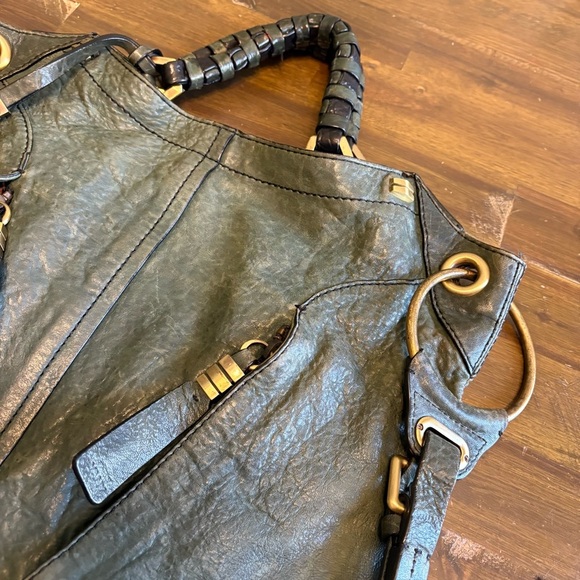 ORYANY Gwen Green Leather Hobo Boho Oversized Tote Shoulder Gypsy Carry All - Picture 3 of 13